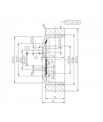 Koło napędowe MITSUBISHI 230X70/82X45 (poliuretan) - wózek elektryczny, paletowy